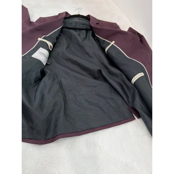 NWOT TOPMAN Size US 38 Skinny Suit Jacket Two Button color Berry - Picture 6 of 13